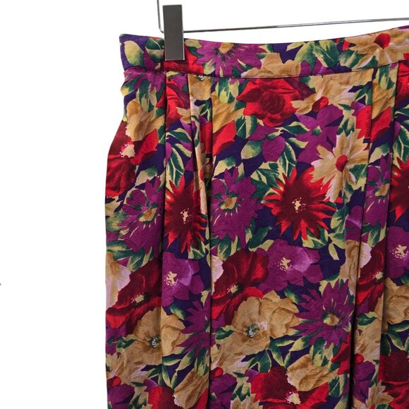 Talbots 100% Silk Floral Skirt Size 14 - Picture 5 of 6